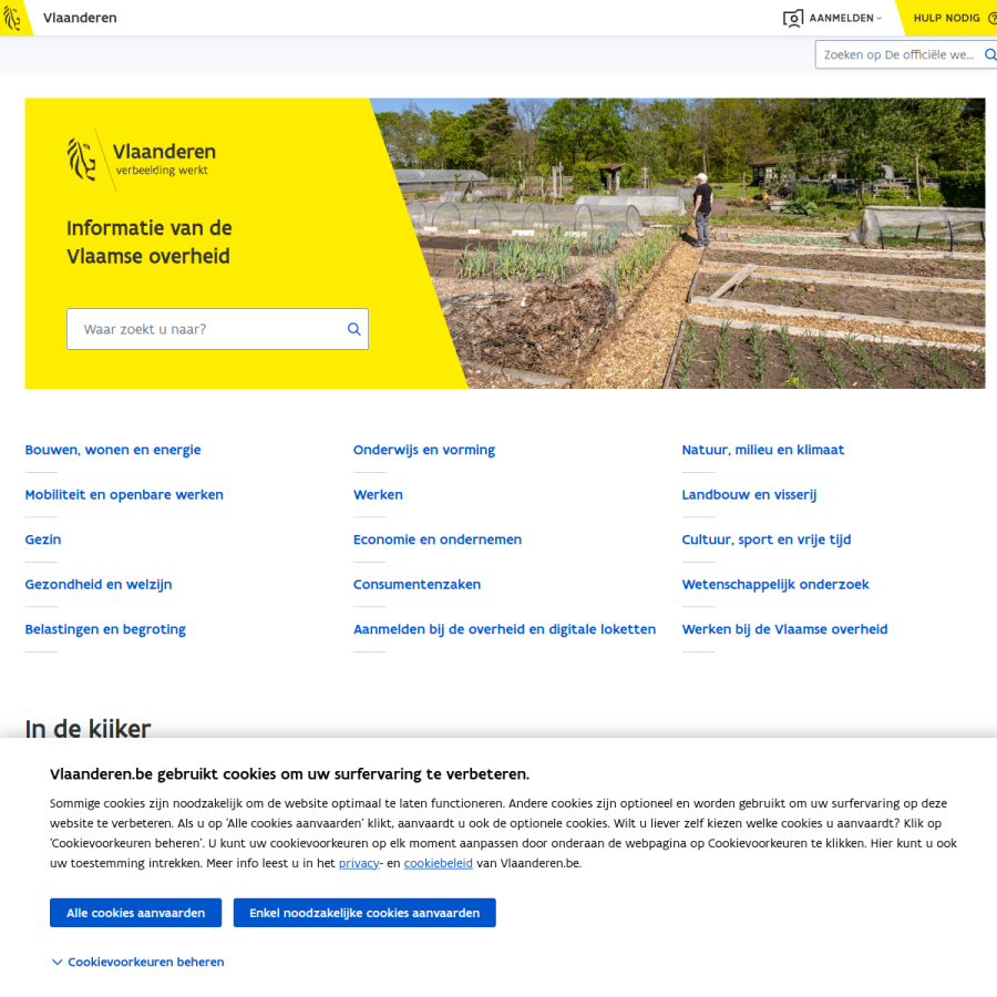 vlaanderen.be homepage screenshot
