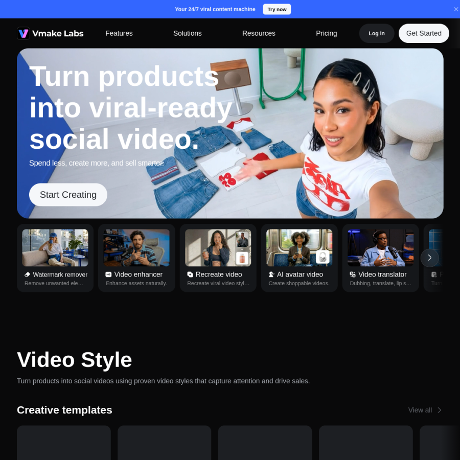 vmake.ai homepage screenshot