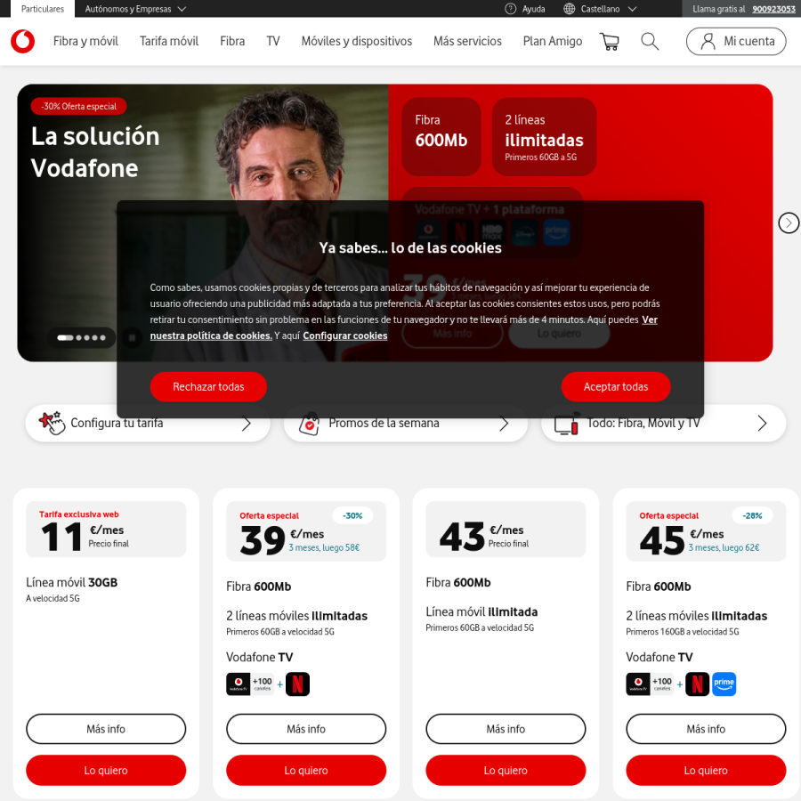 vodafone.es homepage screenshot