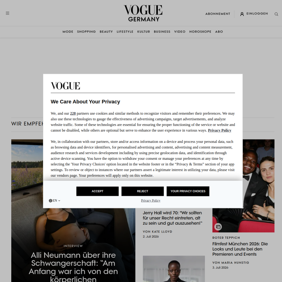 vogue.de homepage screenshot