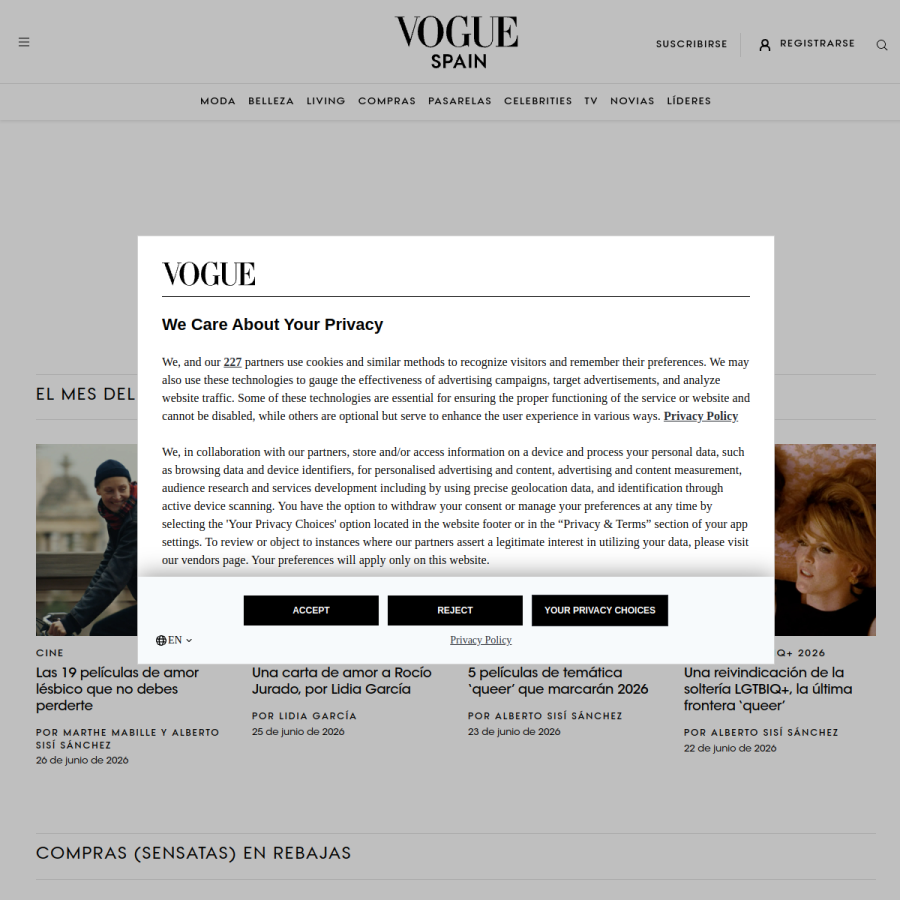 vogue.es homepage screenshot