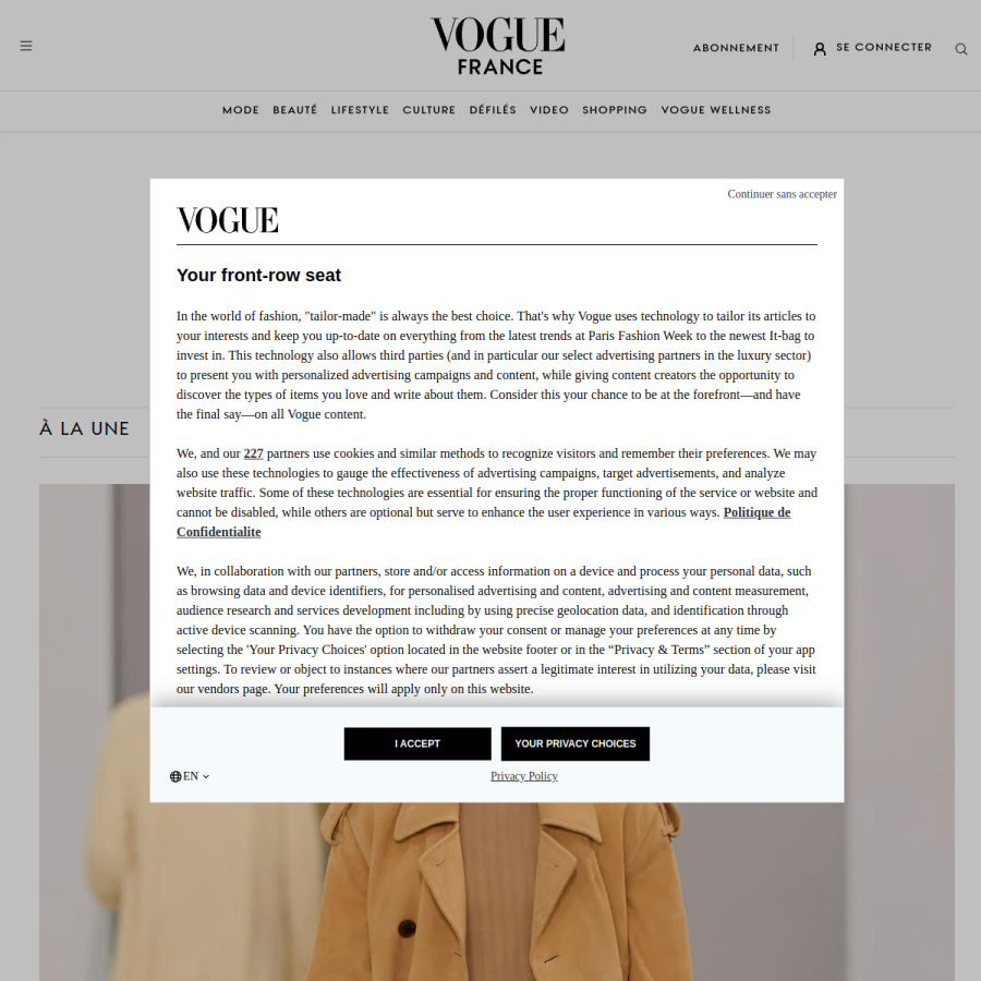 vogue.fr homepage screenshot