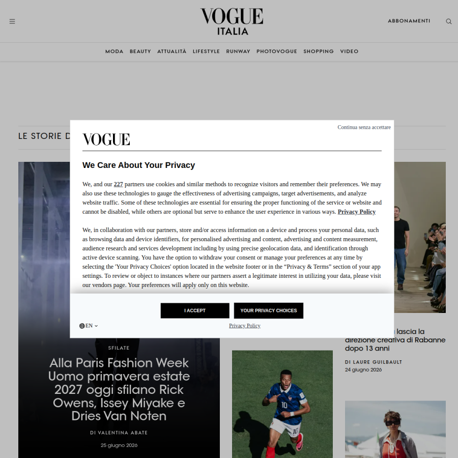 vogue.it homepage screenshot