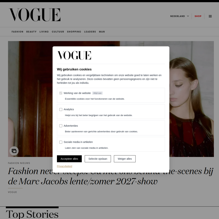 vogue.nl homepage screenshot