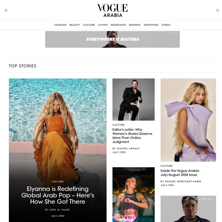 voguearabia.com homepage screenshot