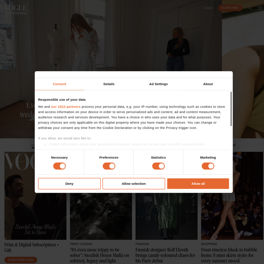 voguescandinavia.com homepage screenshot