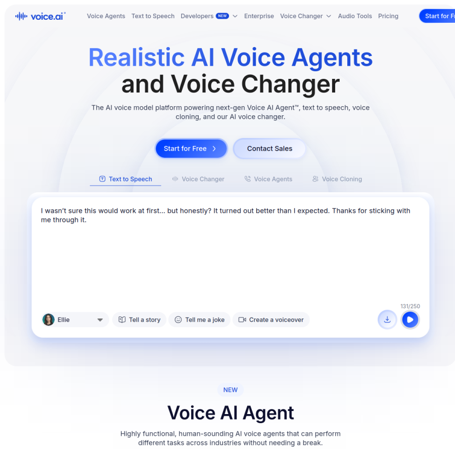 voice.ai homepage screenshot