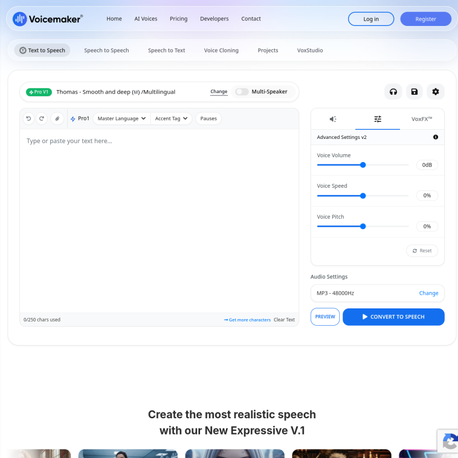 voicemaker.in homepage screenshot