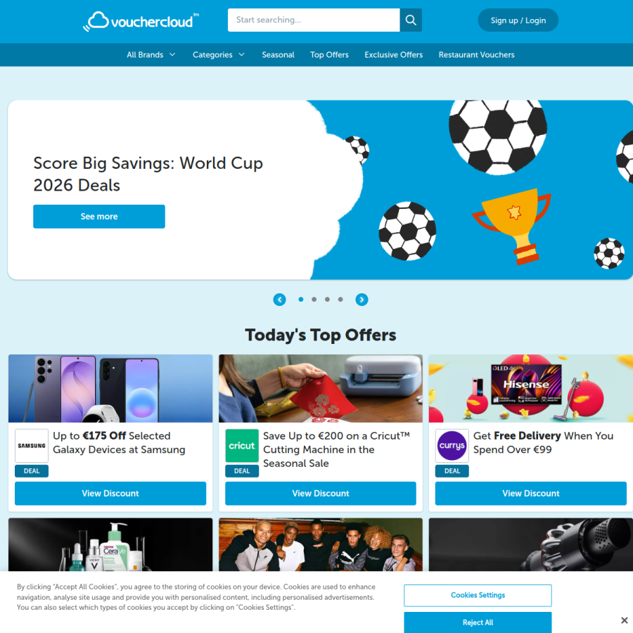 vouchercloud.ie homepage screenshot
