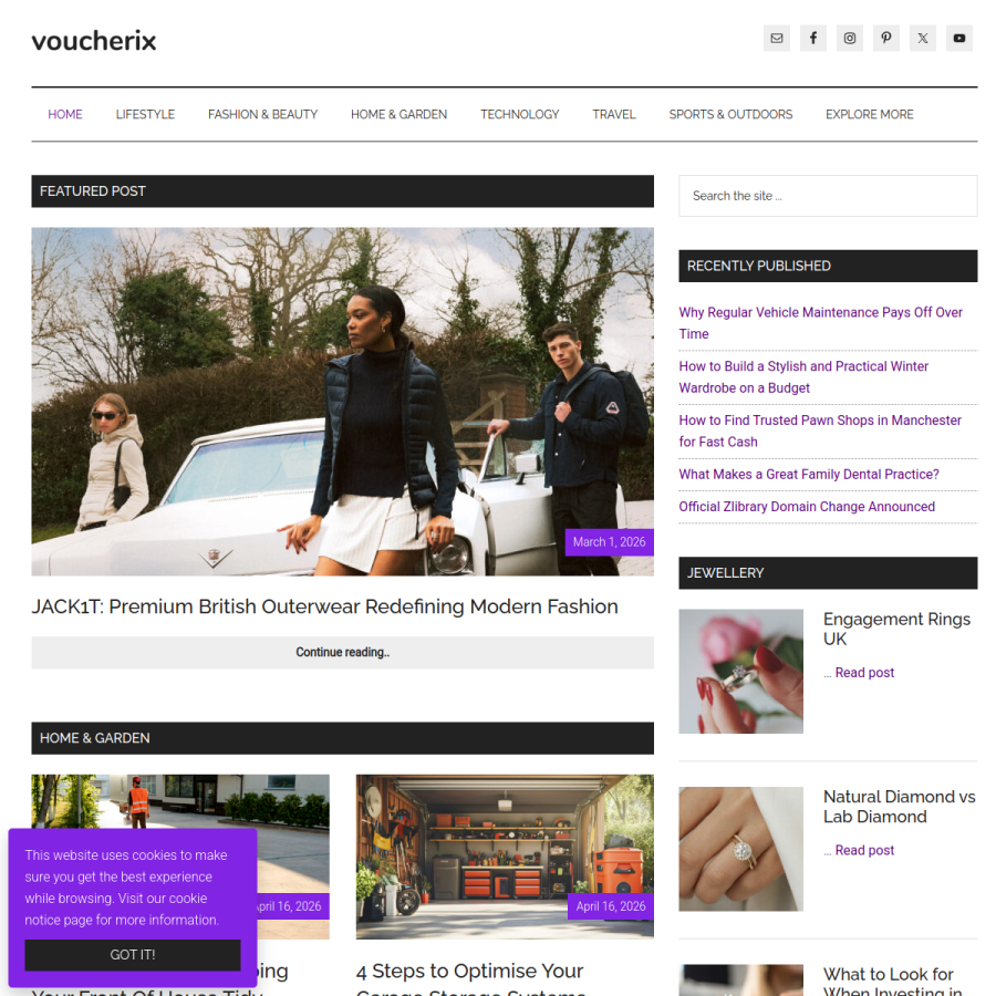 voucherix.co.uk homepage screenshot