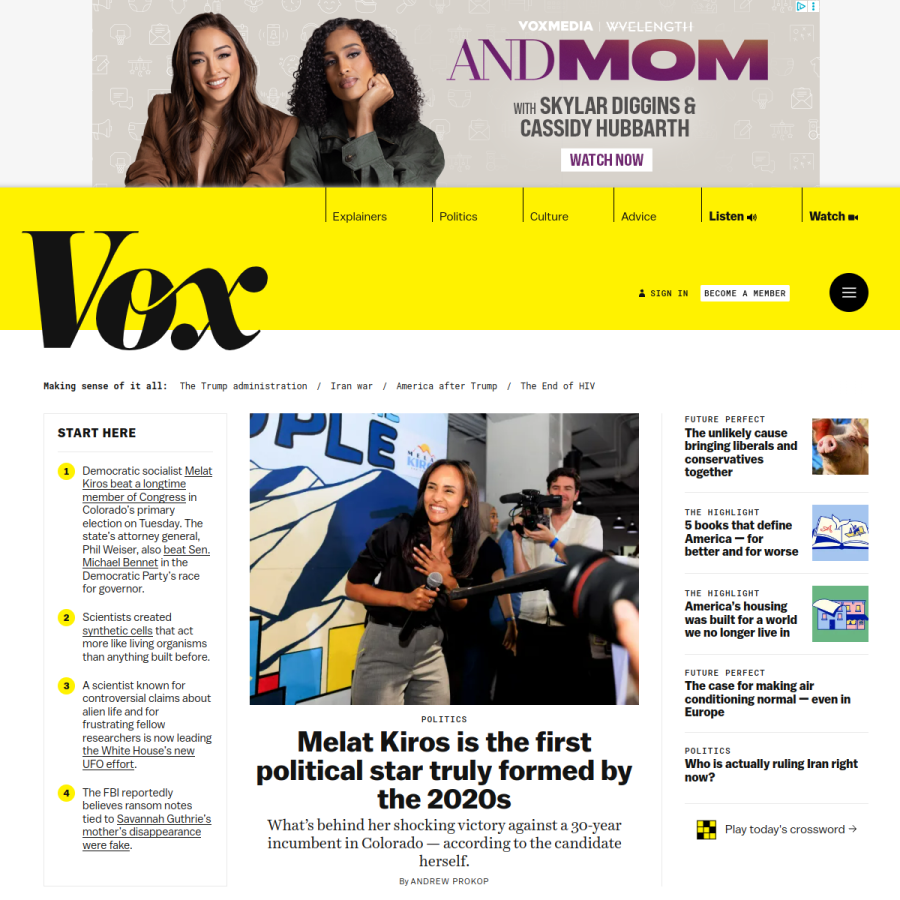 vox.com homepage screenshot
