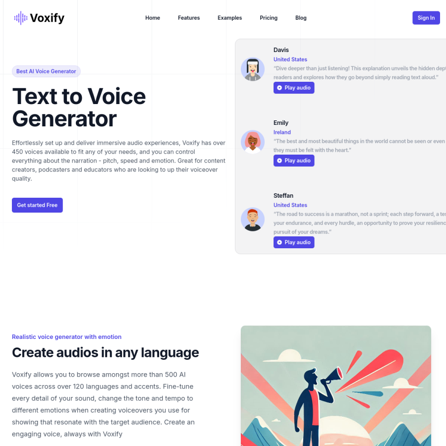 voxify.ai homepage screenshot