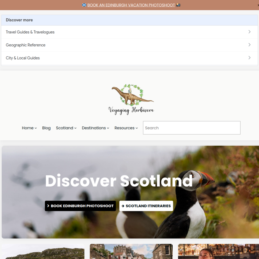voyagingherbivore.com homepage screenshot
