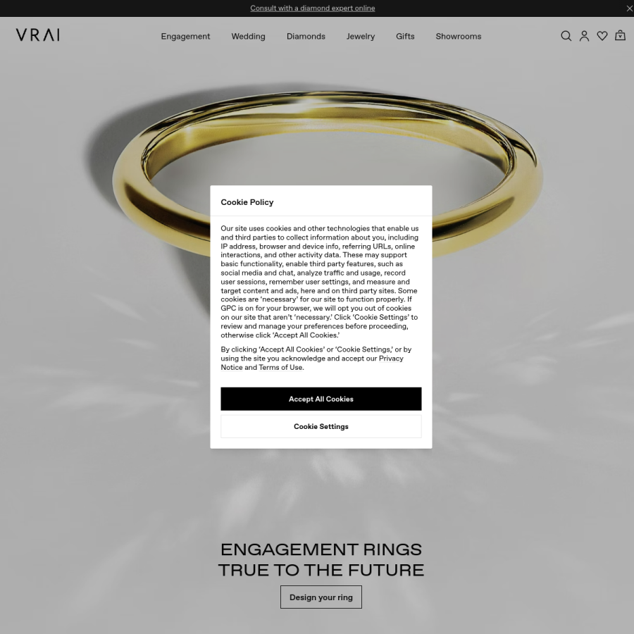vrai.com homepage screenshot