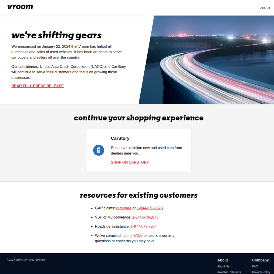 vroom.com homepage screenshot