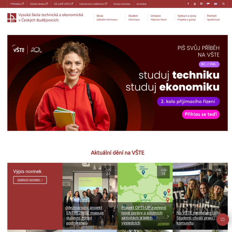vstecb.cz homepage screenshot