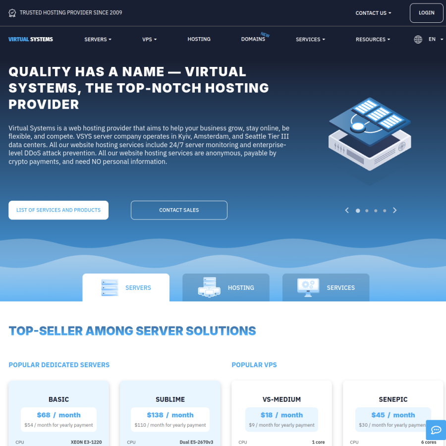 vsys.host homepage screenshot