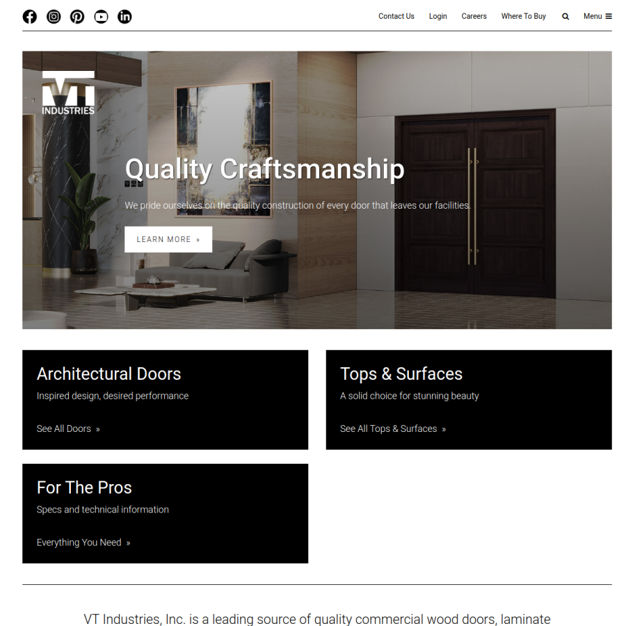 vtindustries.com homepage screenshot