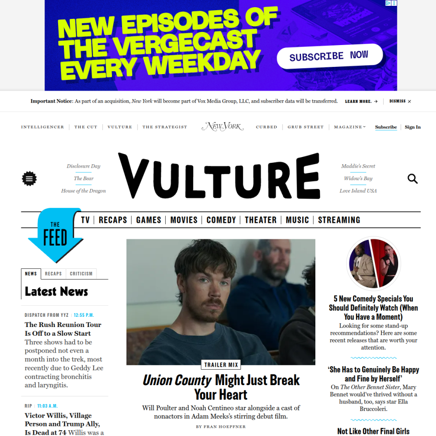 vulture.com homepage screenshot