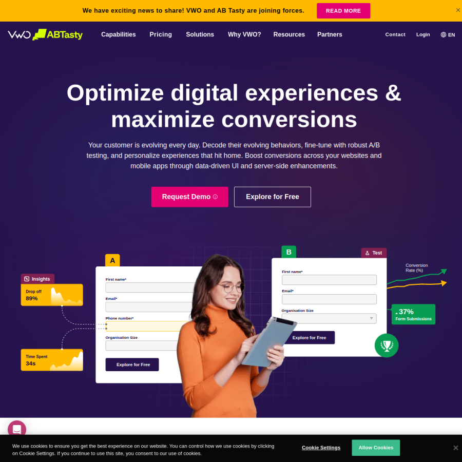 vwo.com homepage screenshot