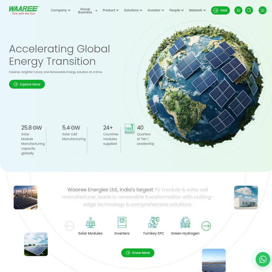 waaree.com homepage screenshot