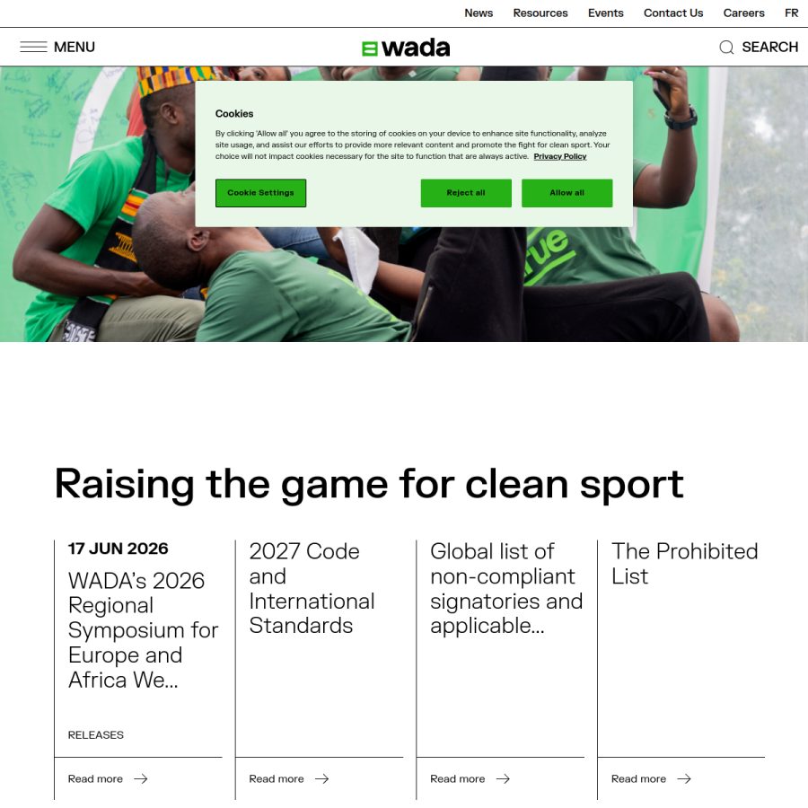 wada-ama.org homepage screenshot
