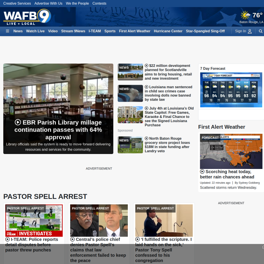 wafb.com homepage screenshot