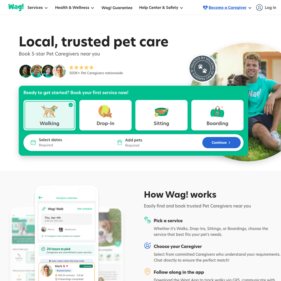 wagwalking.com homepage screenshot
