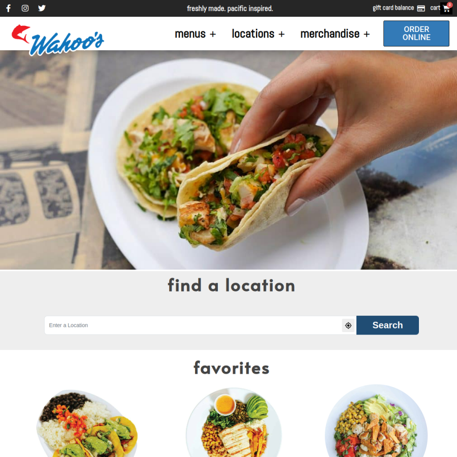 wahoos.com homepage screenshot