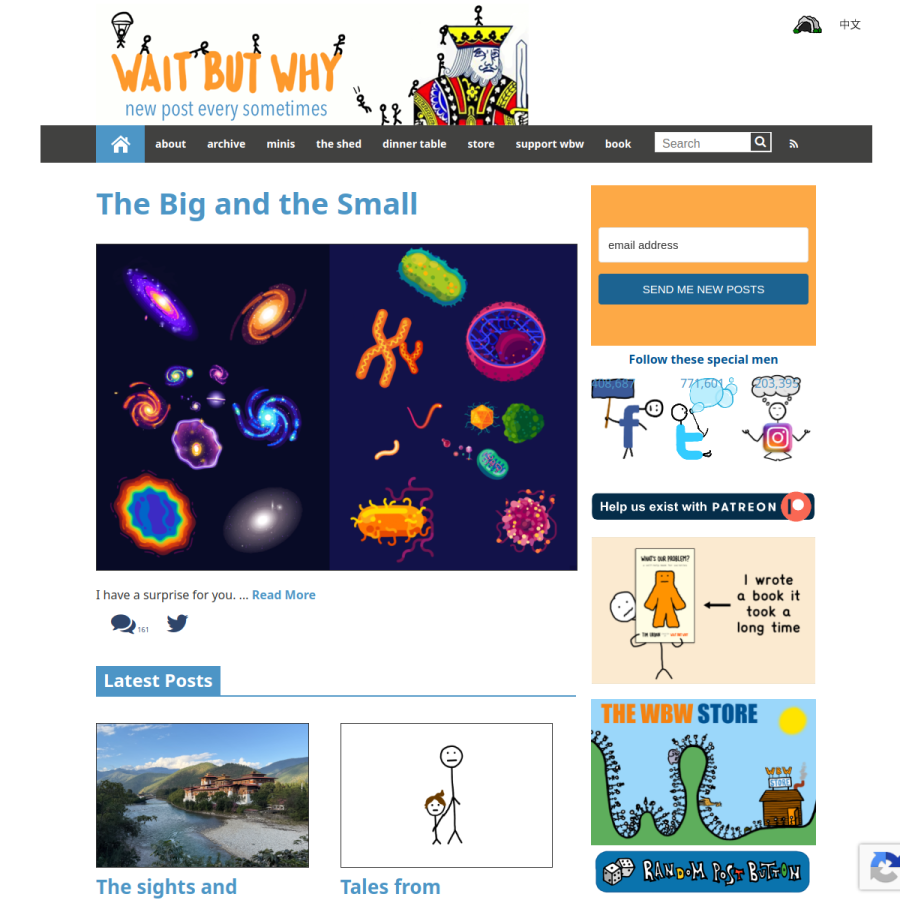waitbutwhy.com homepage screenshot