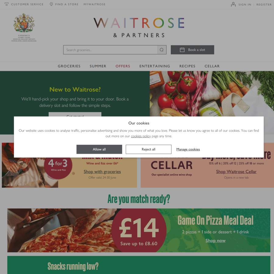 waitrose.com homepage screenshot
