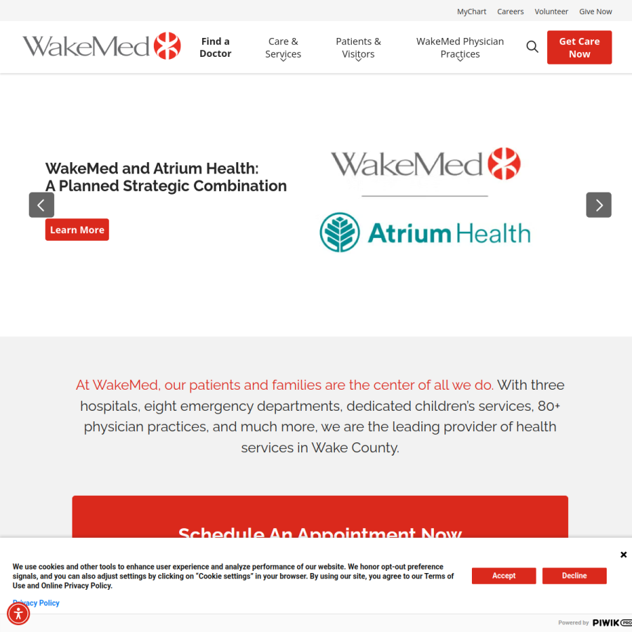 wakemed.org homepage screenshot