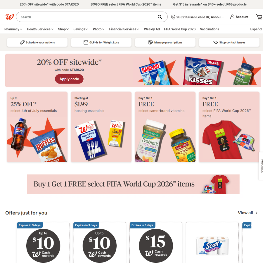 walgreens.com homepage screenshot