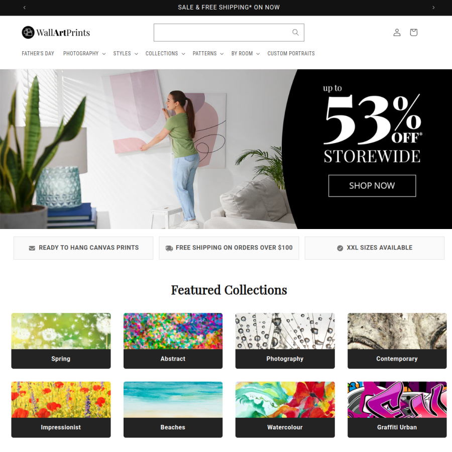 wallartprints.com.au homepage screenshot