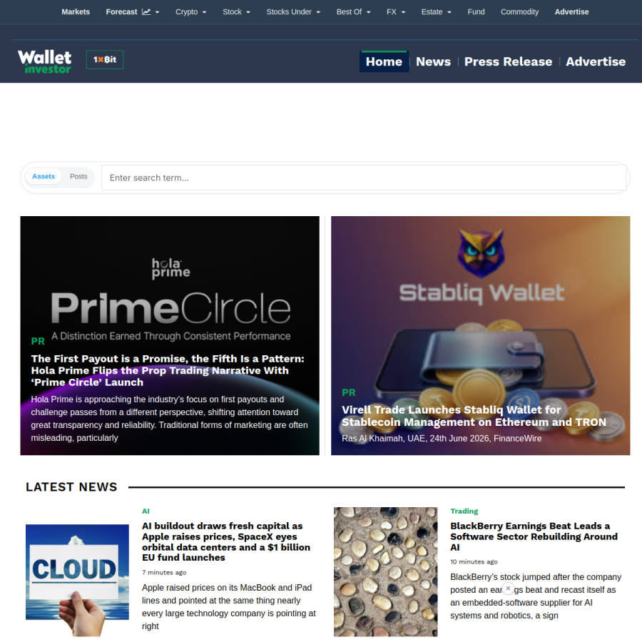 walletinvestor.com homepage screenshot