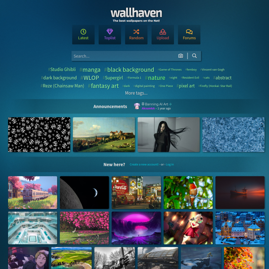 wallhaven.cc homepage screenshot