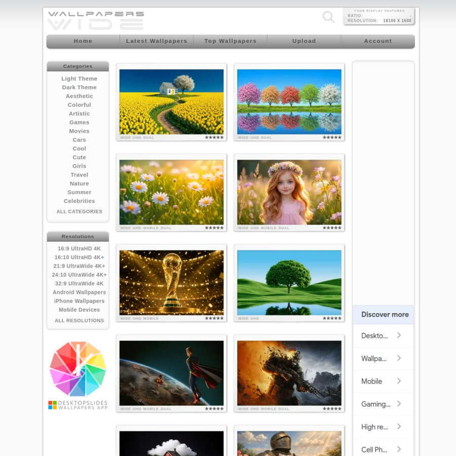 wallpaperswide.com homepage screenshot