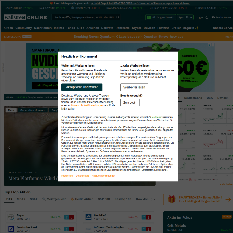 wallstreet-online.de homepage screenshot