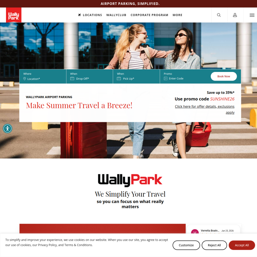 wallypark.com homepage screenshot