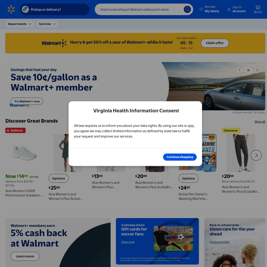 walmart.com homepage screenshot