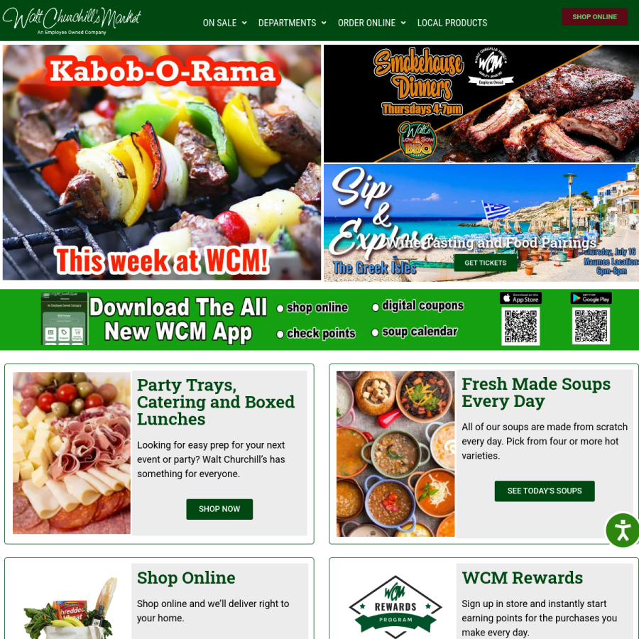 waltchurchillsmarket.com homepage screenshot