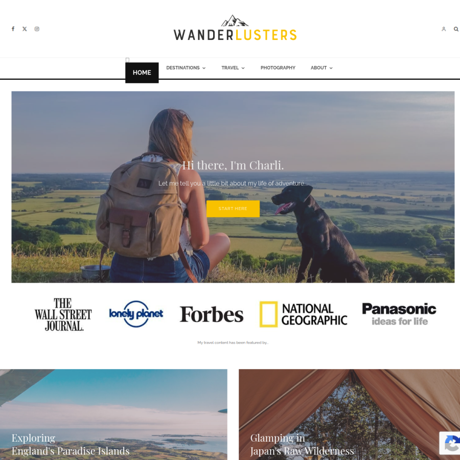 wanderlusters.com homepage screenshot