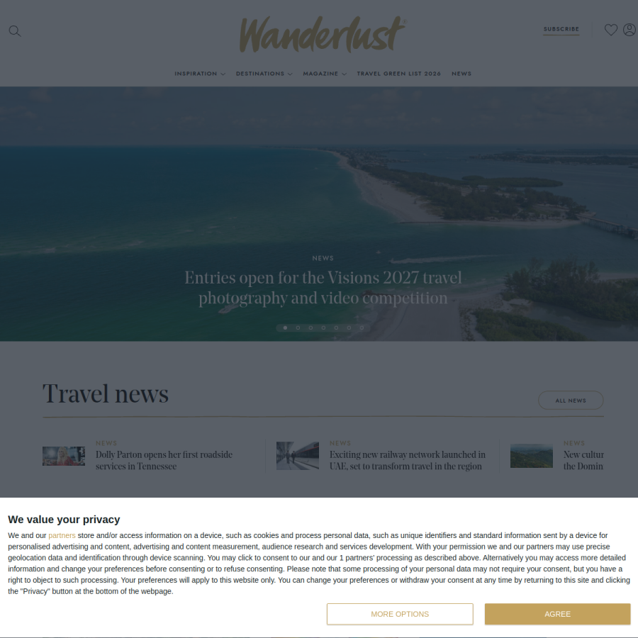 wanderlustmagazine.com homepage screenshot