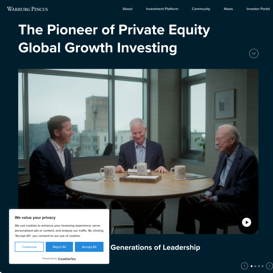 warburgpincus.com homepage screenshot