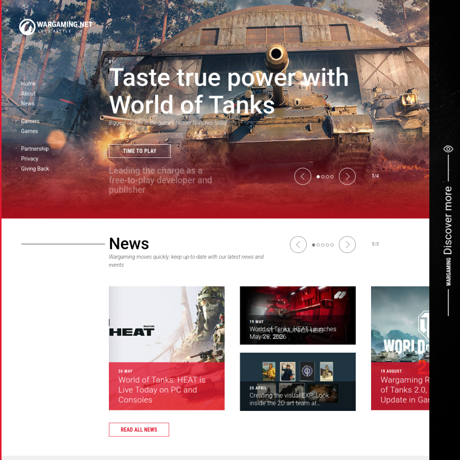 wargaming.com homepage screenshot