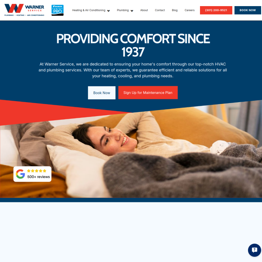 warnerservice.com homepage screenshot