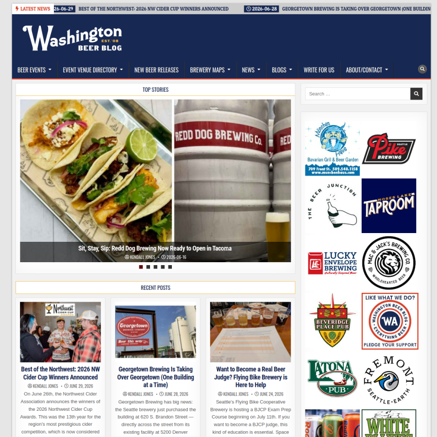 washingtonbeerblog.com homepage screenshot