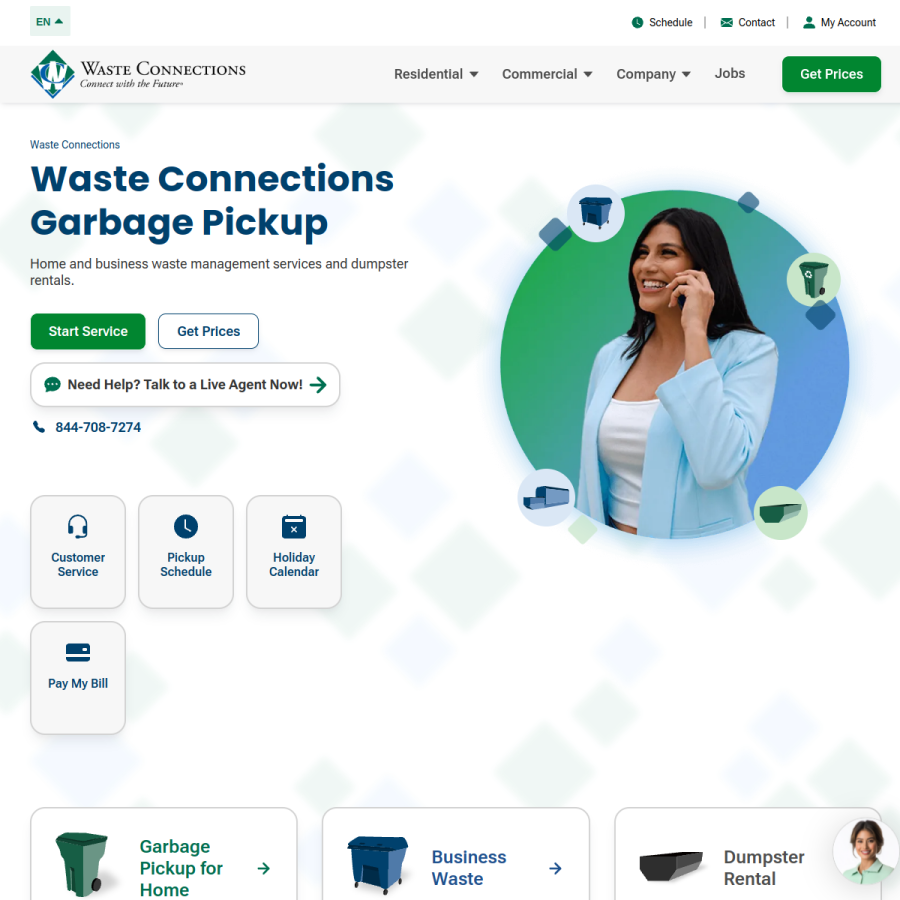 wasteconnections.com homepage screenshot