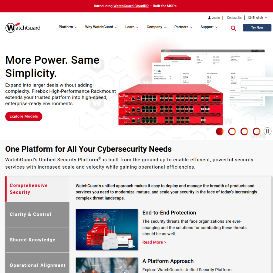 watchguard.com homepage screenshot