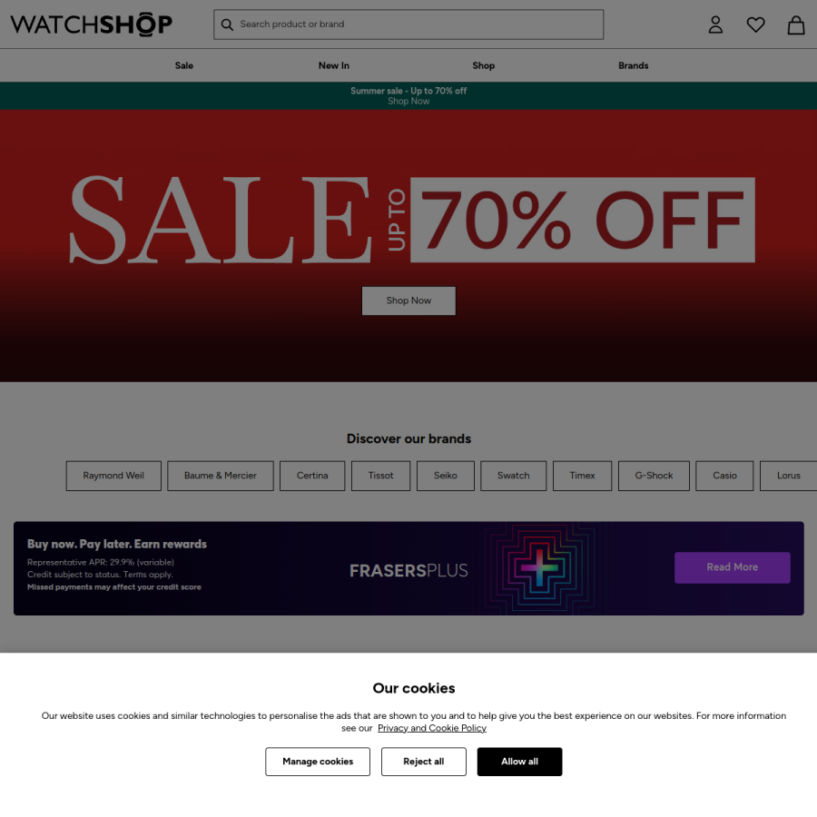 watchshop.com homepage screenshot